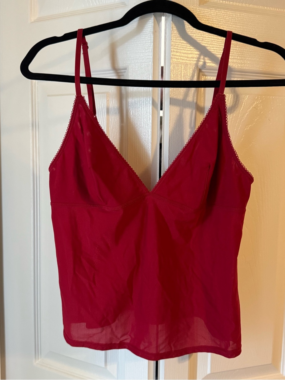 BDG Red Sheer V-Neck Camisole with Adjustable Straps - Picture 5 of 5